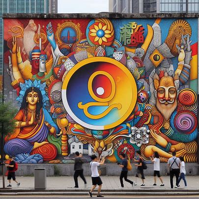 colorful mural on a city wall