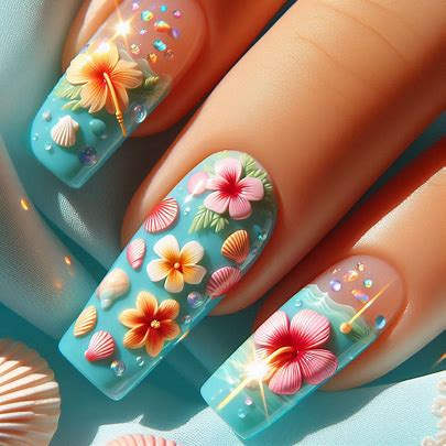 vibrant 3D nail art